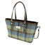 Harris Tweed Large Spey Tote Bag with Shoulder Straps in Light Green Check