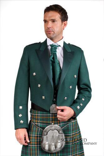 Green Prince Charlie Jacket & vest, Scottish Made