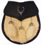 Semi Dress Sporran - White Rabbit Fur - Stag Emblem