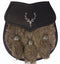 Semi Dress Sporran - Grey Rabbit Fur - Stag Emblem