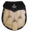 Semi Dress Sporran - White Rabbit Fur - Masonic Emblem