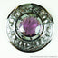 Amethyst Stone Thistle Plaid Brooch - Chrome Finish