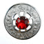 Thistle Design and Red Stone Brooch - Chrome Finish