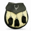 Semi Dress White/Black Rabbit Fur Stag Crest Sporran