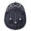 Full Dress Highland Saltire Chrome Black Enamel Bovine Sporran- Straight Tassels