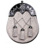 Full Dress Black Enamel Highland Thistle Sporran - Grey Bovine Fur