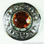 Topaz Stone Thistle Plaid Brooch - Chrome Finish