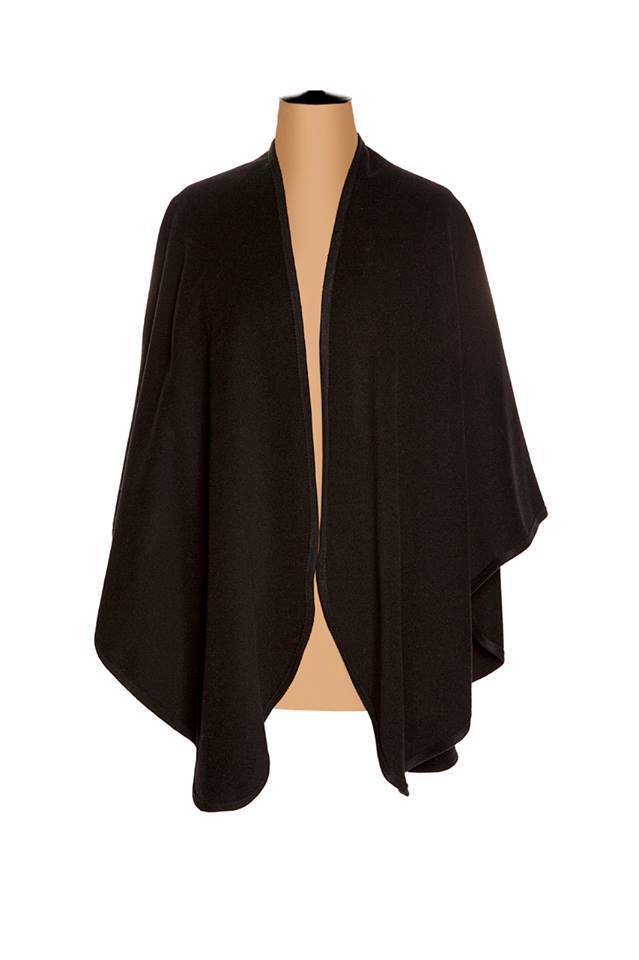 Ladies Plain Cashmere Cape in Black