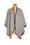 Ladies Plain Cashmere Cape in Light Grey with Black Trim