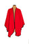 Ladies Plain Cashmere Cape in Red with Black Trim
