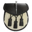 Semi Dress Sporran - White Rabbit Fur - Leather Tassels and Thistle Pinlock