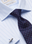 Double Cuff Cotton Shirt by Brook Taverner - Blue Satin Herringbone Stripe