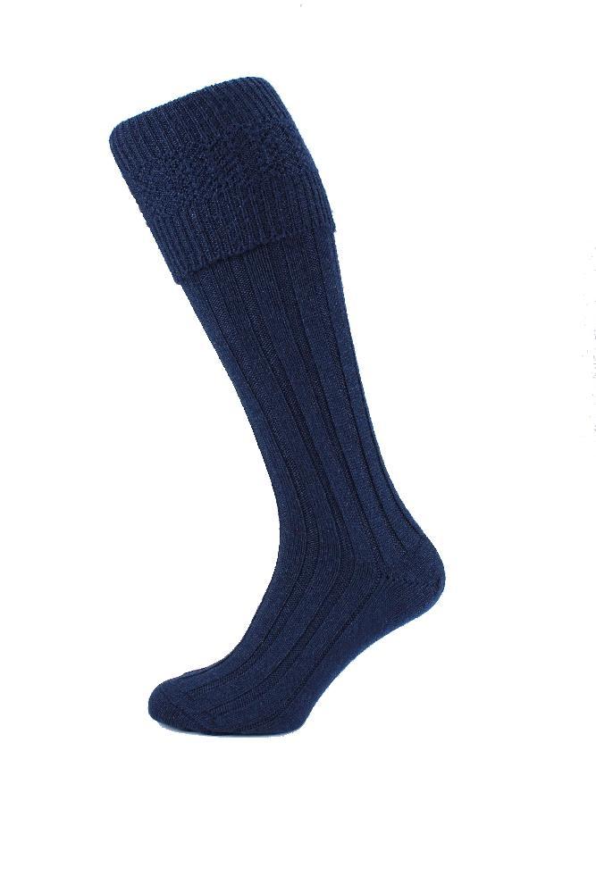 Premium 70% Wool Blend Kilt Hose - Navy