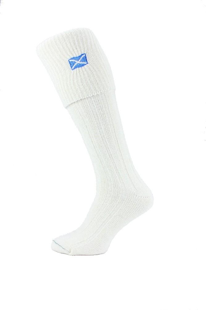 Standard Gents Kilt Hose - Ecru with Saltire Emblem