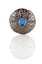 Jewel Thistle Plaid Brooch In Black Chrome Finish With Blue Stone