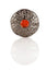 Jewel Thistle Plaid Brooch In Black Chrome Finish With Orange Stone
