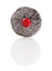 Jewel Thistle Plaid Brooch In Black Chrome Finish With Red Stone