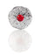 Jewel Thistle Plaid Brooch In Chrome Finish With Red Stone