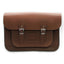 15 inch Real Leather Buckle Satchel Bag - Brown