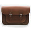 14 inch Real Leather Buckle Satchel Bag - Brown