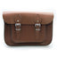 11 inch Real Leather Buckle Satchel Bag - Brown