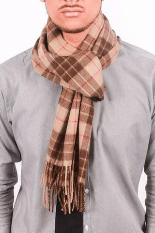 100% Cashmere Joshua Ellis Scarf in Brown Check