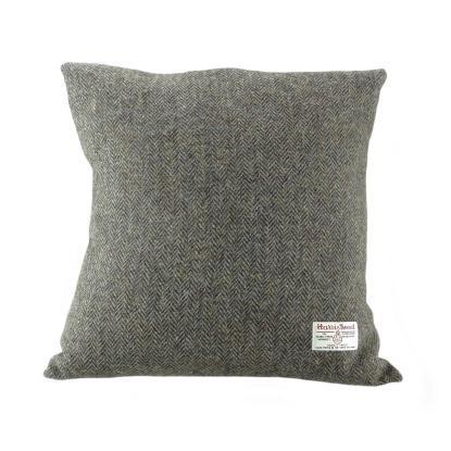 Harris Tweed  Square Cushion - Brown Herringbone/Brown Back