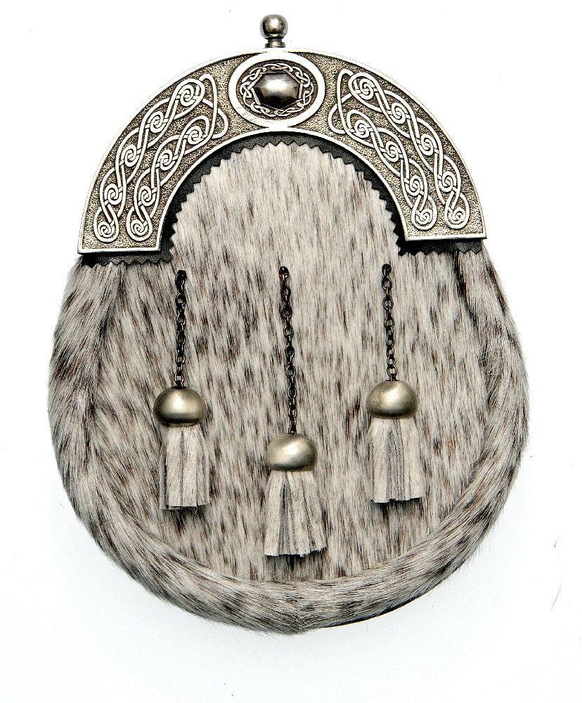 Full Dress Natural Calfskin Antique Oval Design Sporran
