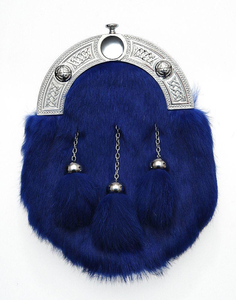 Full Dress Chrome Celtic Knot - Blue Rabbit Fur