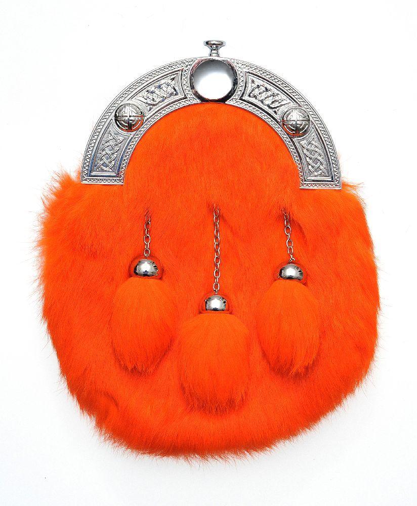 Full Dress Chrome Celtic Knot - Orange Rabbit Fur