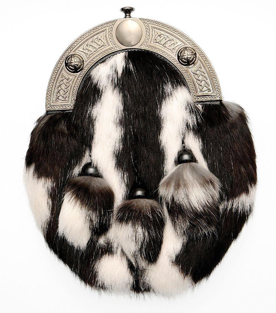 Full Dress Smokey Knot Sporran - Two Tone Rabbit Fur