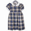 Girls Blue Tartan Dress, Button Top