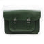 14 inch Real Leather Buckle Satchel Bag - Green
