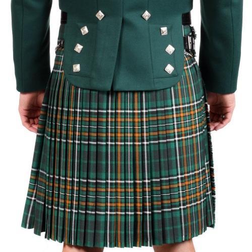 Men's 8 Yard Kilt Irish County 100% Wool 13oz Mediumweight Tartan, Traditionally Hand Stitched