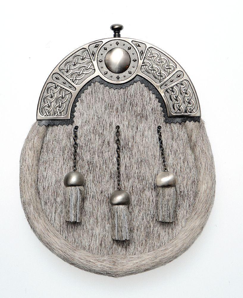 Full Dress Natural Calfskin Antique Mirror and Weave Sporran