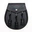 Twin Swirl Celtic Embossed Black Leather Sporran