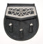 Semi Dress Black Calfskin Celtic Interweave Plate Sporran - Antique Finish