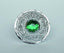 Emerald Stone Intricate Thistle Plaid Brooch