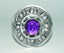 Amethyst Stone Thistle Plaid Brooch - Antique Finish