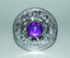 Amethyst Stone Thistle Plaid Brooch - Chrome Finish