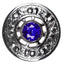 Thistle Design and Blue Stone Brooch - Chrome Finish
