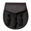 Black Leather Plain Design Knotted Tassel Sporran - L4