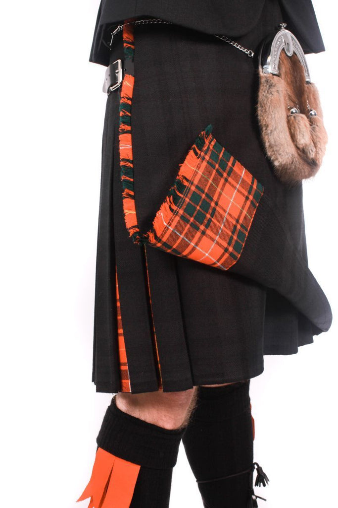Men's Kilt - 100% Wool, 16oz, 8 Yard  - Black Isle Contrast Kilt