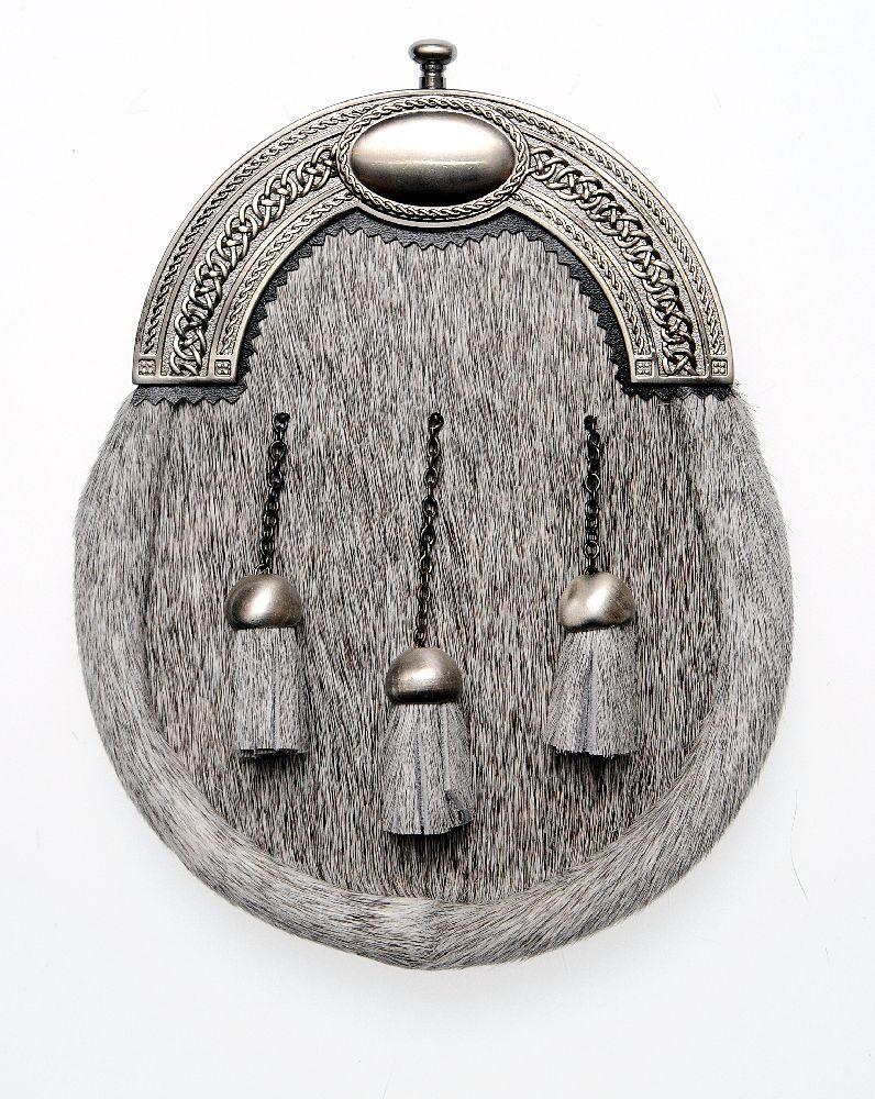 Full Dress Natural Calfskin Antique Oval and Weave Sporran