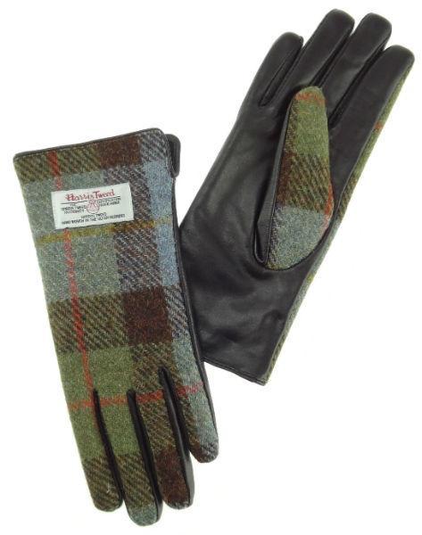 Ladies Harris Tweed Gloves - Tartan/Brown