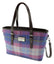 Harris Tweed Large Spey Tote Bag with Shoulder Straps in Pink/Purple Check