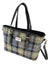 Harris Tweed Large Spey Tote Bag with Shoulder Straps in Light Green/Blue Check