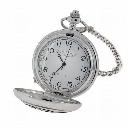 Quartz Half Hunter Pocket Watch - Celtic Knots Around Thistle Crest