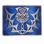 Highland Thistle, Blue Enamel Belt Buckle - Antique Finish