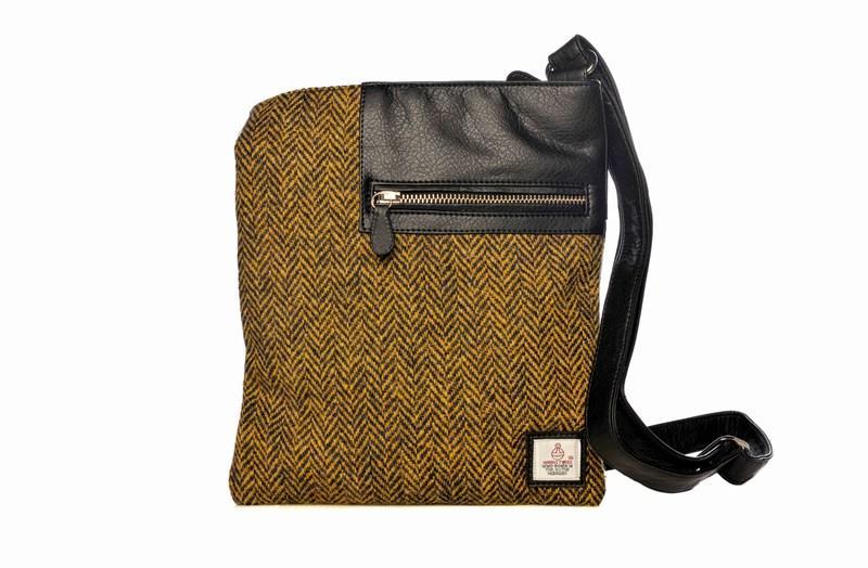 New Harris Tweed Medium Cross Body Bag by Cloudberry  Yellow